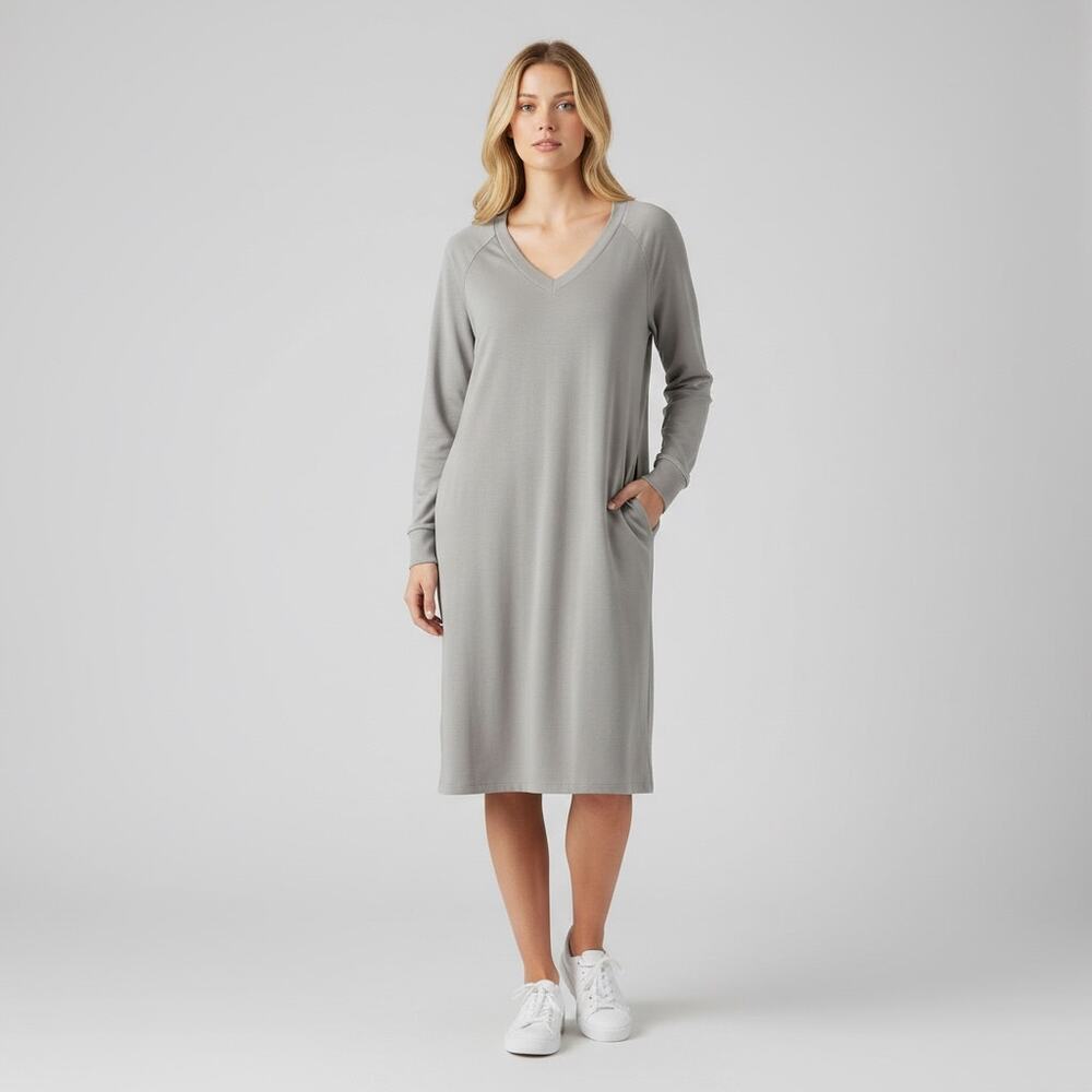 Athleta Seasoft Long Sleeve Dress Women's Sz M Tinsel Purple Modal Athleisure